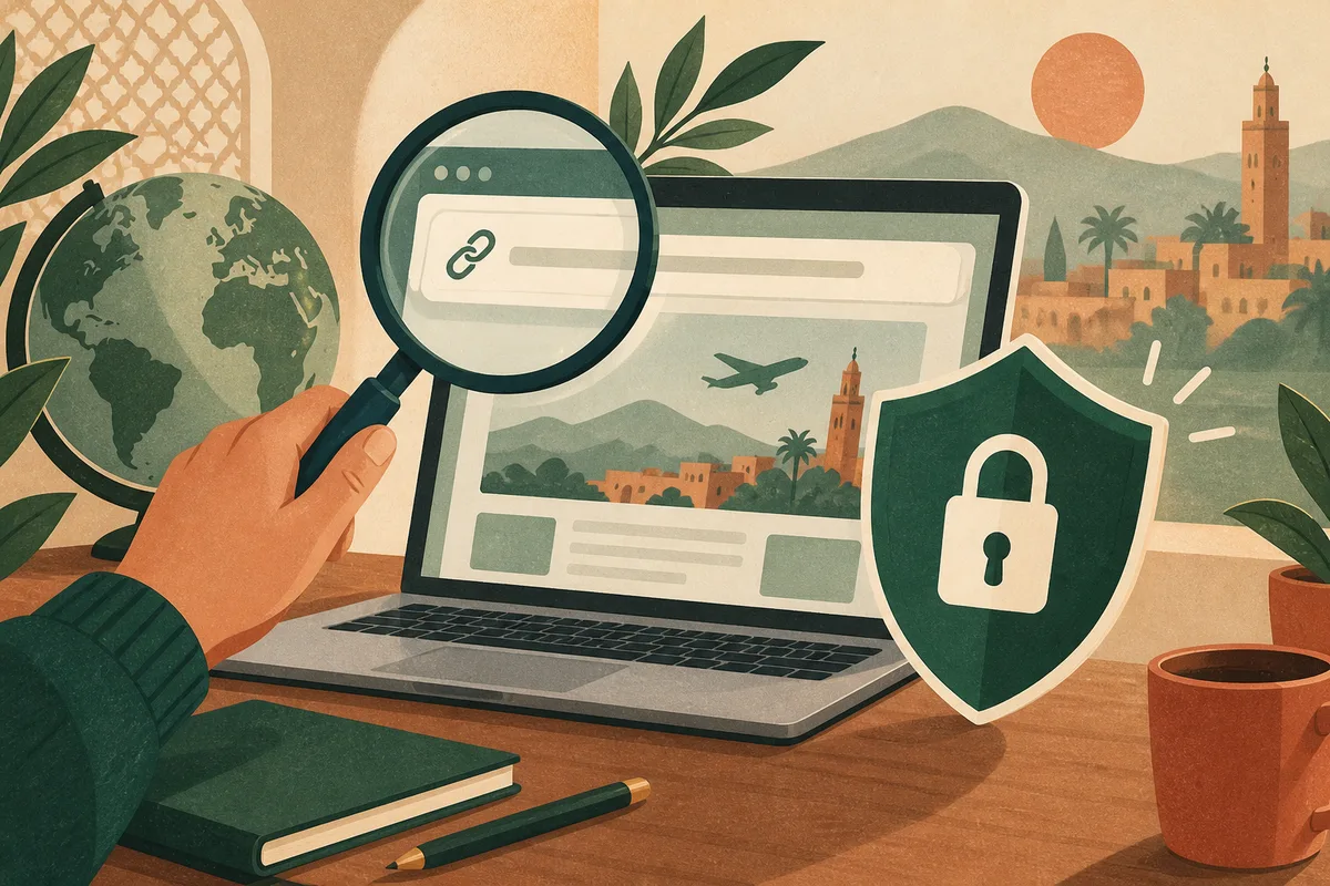 Ordinateur et bouclier illustrant la vigilance face aux sites frauduleux